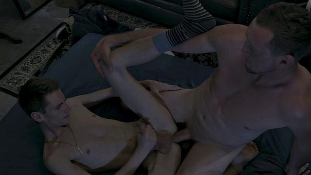 Weird skinny twink barebacked by stepdad after sucking