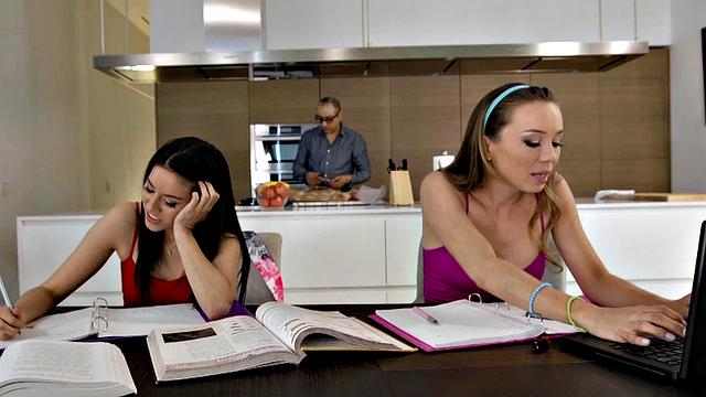 Hot lesbians in stockings study each other's pussies and ass-to-mouth action