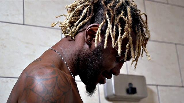 Athletic black stud fucked in asshole in locker