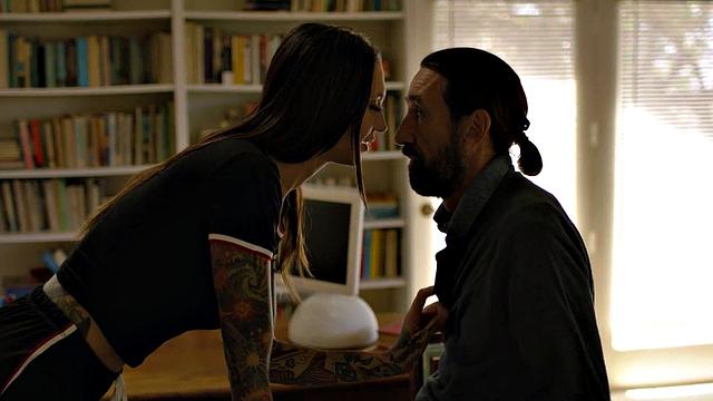 Inked stepdaughter riding stepdads cock after rimjob