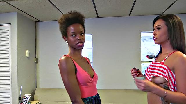 Latina with tattoos gets pounded doggystyle in tight bald pussy