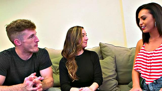 Latina with tattoos gets pounded doggystyle in tight bald pussy