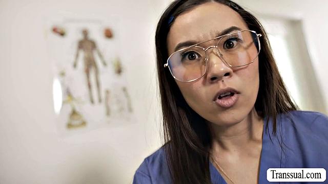 TS patient squirts on the face of her doctor