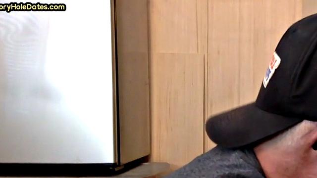 Cocksucking gloryhole DILF fucked at home in closeup