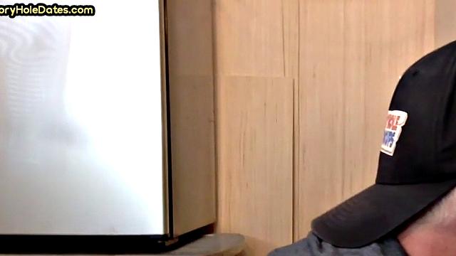 Cocksucking gloryhole DILF fucked at home in closeup