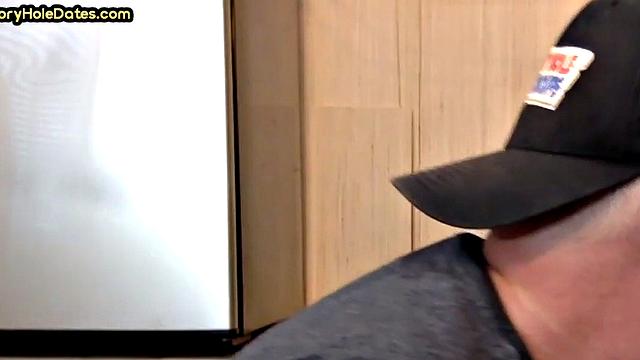 Cocksucking gloryhole DILF fucked at home in closeup