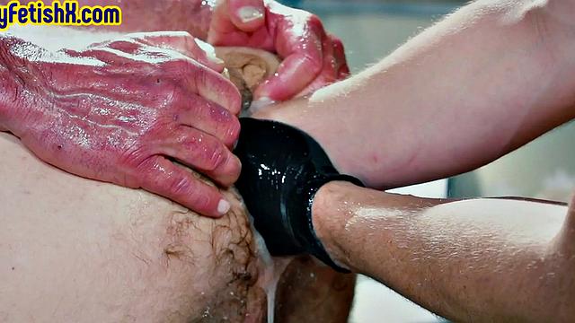 Greedy fisting addict inspected in 3some by gaydaddies