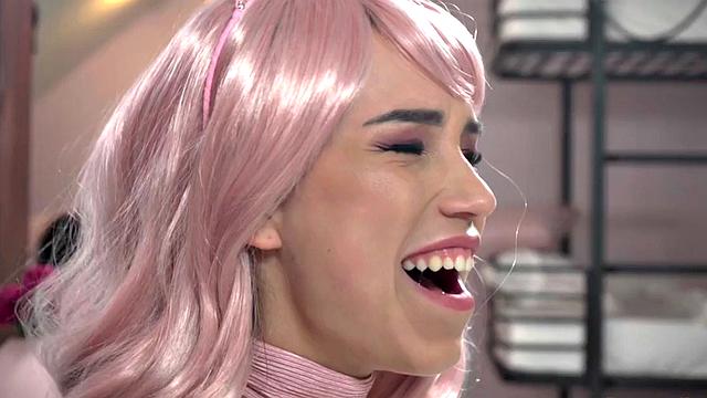 Japanese cosplay babe in threesome