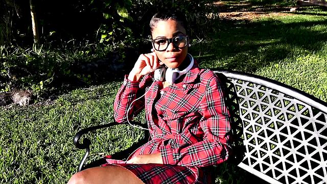 Watch this bald-headed learner get a close-up view of her shaved pussy getting fucked from behind