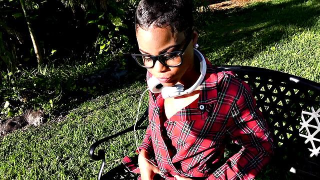 Watch this bald-headed learner get a close-up view of her shaved pussy getting fucked from behind