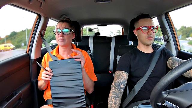 Geeky driving instructor gives roadhead