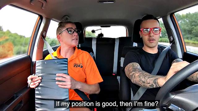 Geeky driving instructor gives roadhead