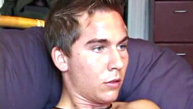 Young amateur Brock strips down in a porn video and strokes his hard cock, edging himself until he explodes an amazing cum load onto his face and chest.
