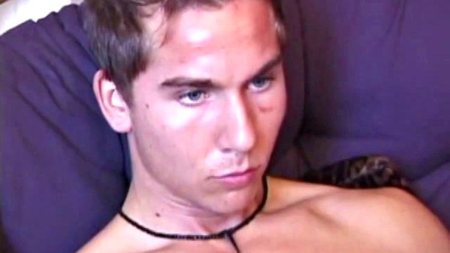 Young amateur Brock strips down in a porn video and strokes his hard cock, edging himself until he explodes an amazing cum load onto his face and chest.