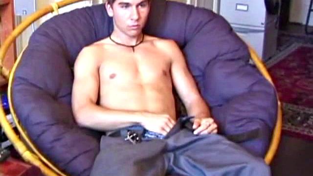 Young amateur Brock strips down in a porn video and strokes his hard cock, edging himself until he explodes an amazing cum load onto his face and chest.