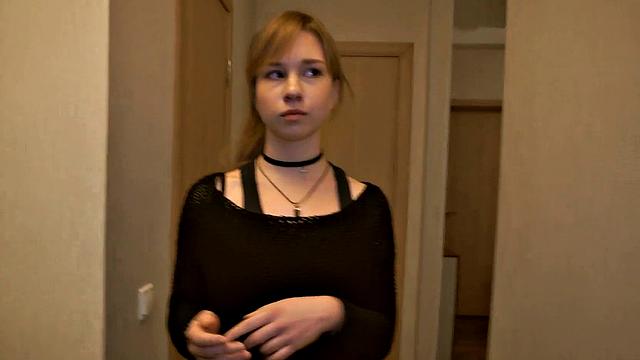 Attractive nymph takes care of debt collector's boner