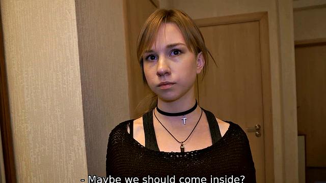 Attractive nymph takes care of debt collector's boner