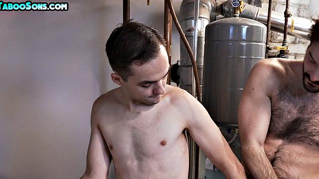 Stepdaddy bareback fucks petite stepson in laundry room