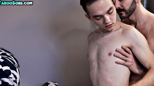 Stepdaddy bareback fucks petite stepson in laundry room