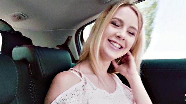 Blonde college cutie trimmed pussy gets pounded in doggystyle in the bedroom