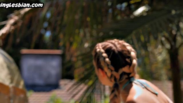 Big-titted lesbian bae facesitting her GF before fingering