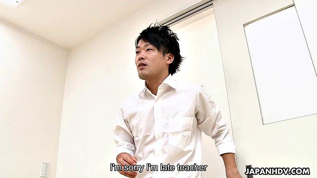 Naughty teacher, Riko Miyase is with her handsome student