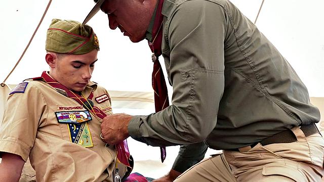 21yo twink scout smashed outdoors by DILF tent