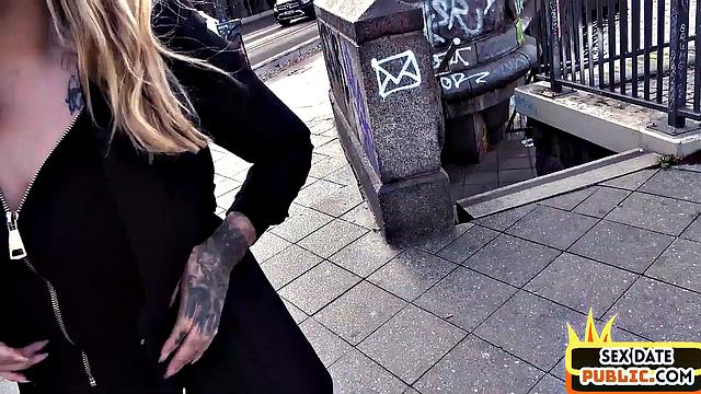 Public German MILF with tattooed body fucked in hotel