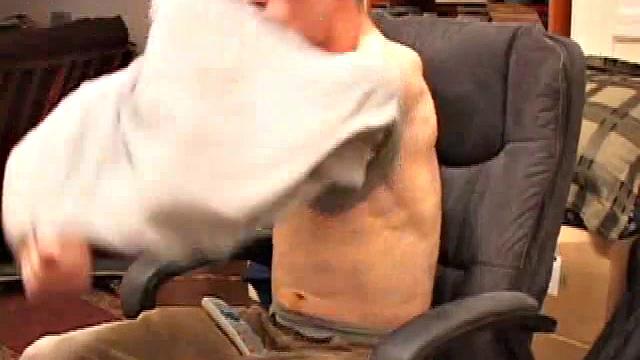 Adam gets off work, strips down to a helping hand and enjoys the hand job.