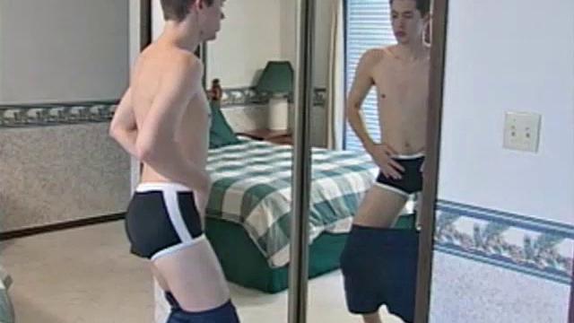 On a warm summer day, 20 year old Carrigan steps out onto the deck and starts caressing himself. The young man then moves to the bedroom, and continues in front of a full-length mirror.