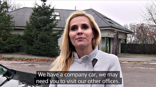 Blonde MILF desperate for work fucks outdoors for a hot fuck and a ride