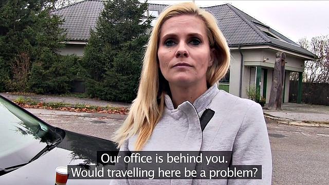 Blonde MILF desperate for work fucks outdoors for a hot fuck and a ride