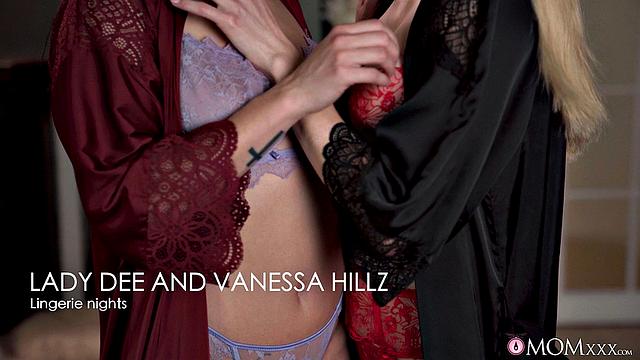 две лесбиянки в кружевном белье страстно ласкают друг друга всю ночь