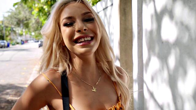 Blonde Latina Carmen gets her pussy fingered and fucked in reverse cowgirl and handjob action