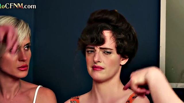 HJ CFNM ladies give group HJ to lucky man till cum