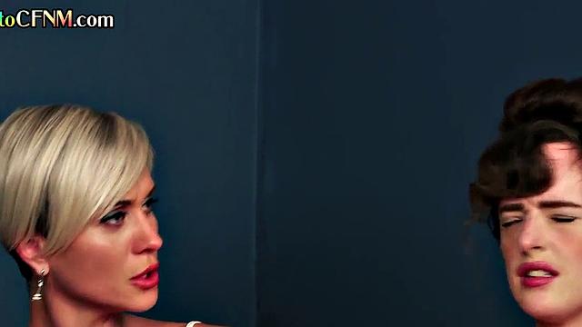 HJ CFNM ladies give group HJ to lucky man till cum