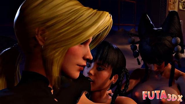 Futa3dX - FUTA ORGY With FOOTJOBS And Big Dicked Babes Fucking Hard