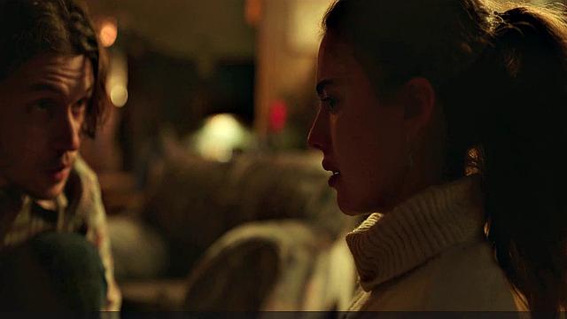 Brunette bombshell Margaret Qualley enjoys outdoor kissing and topless sex in smiley indoor video