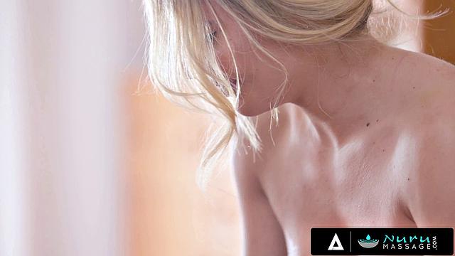 NURU MASSAGE - Stunning Blonde Ella Reese Gets Her Pussy Pounded by Her Boyfriend