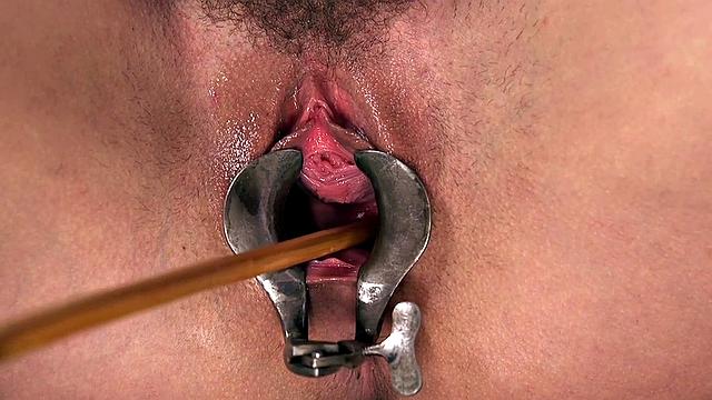 BDSM gaping babe squirts a lot in predicament bondage