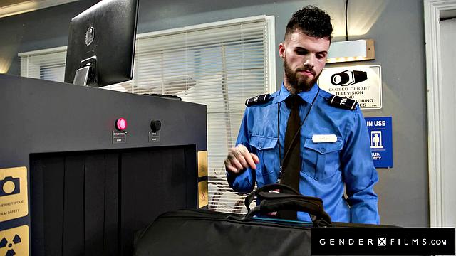 Lonely Trans Flight Attendant Drilled By Tatted Guard