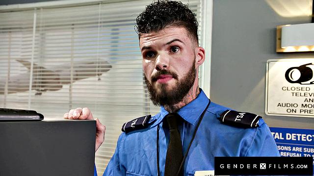 Lonely Trans Flight Attendant Drilled By Tatted Guard