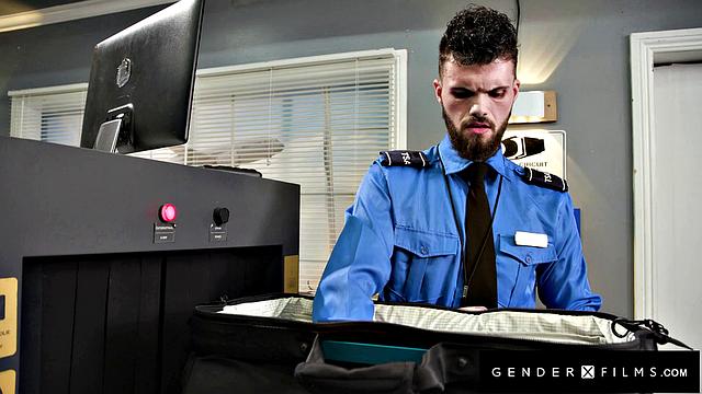 Lonely Trans Flight Attendant Drilled By Tatted Guard