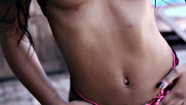 Watch this hot brunette tease her body before taking a deep pounding from behind in high heels and small tits.