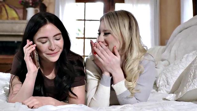 Lez bitches enjoy making pussies wet in threesome sex