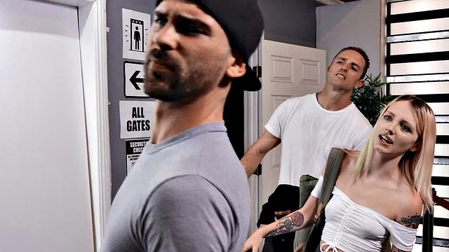 Big ebony bouncing on coworker's BBC