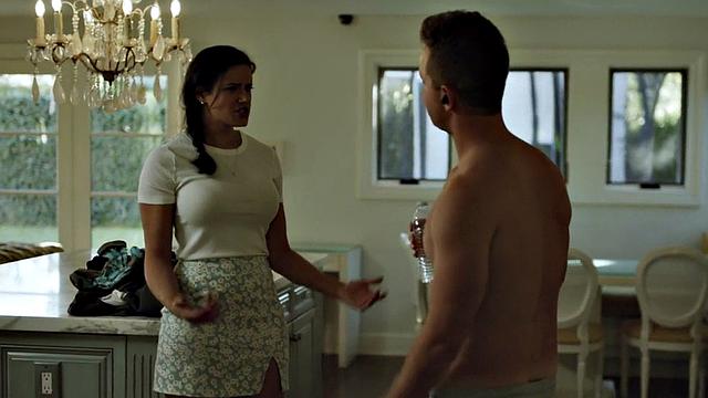 Sinning stepmom throating stepson while fingering