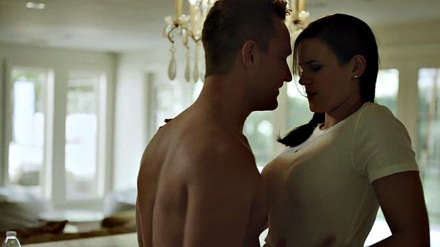 Sinning stepmom throating stepson while fingering