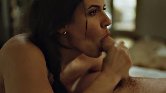 Sinning stepmom throating stepson while fingering