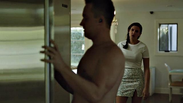 Sinning stepmom throating stepson while fingering